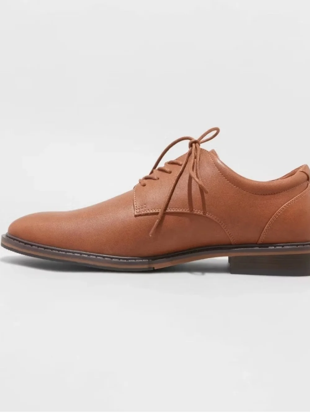 Men Leo Brown Oxford Dress Shoes - Goodfellow Lace-Up Dress Shoe in Cognac Brown
